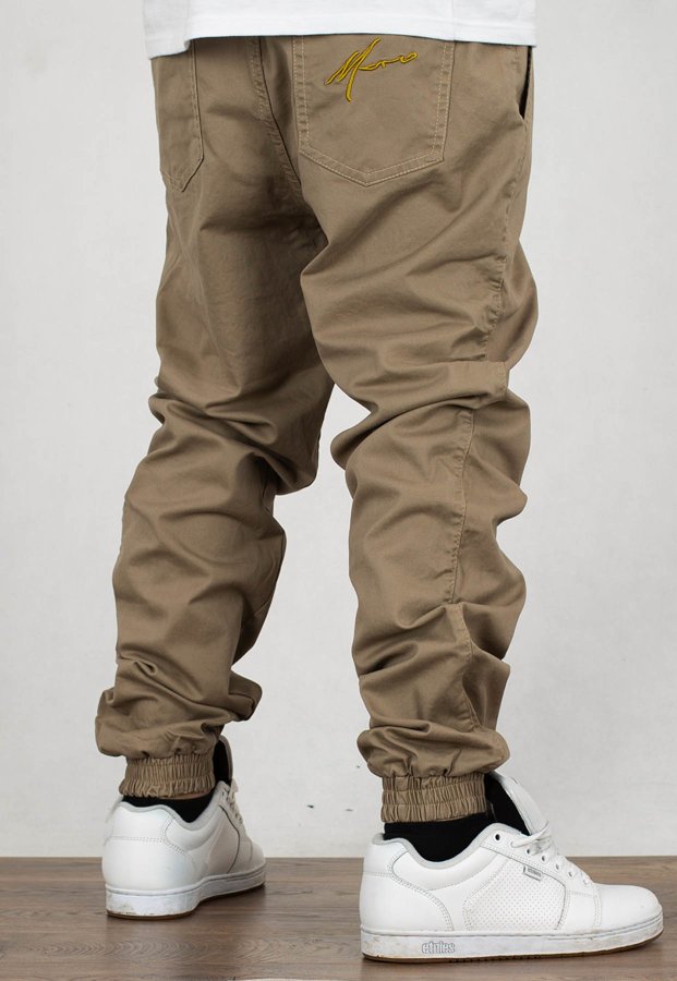 Spodnie Moro Sport Joggery Big Paris Classic Pocket beżowe materiałowe