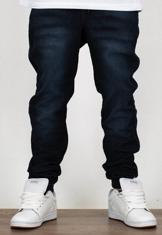 Spodnie Moro Sport Joggery Big Paris White Pocket guma w pasie mustache wash jeans