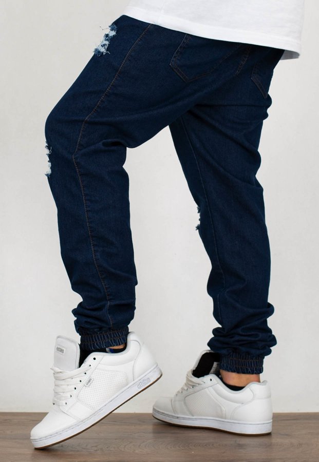 Spodnie Moro Sport Joggery Mini Paris Pocket guma w pasie damage wash jeans