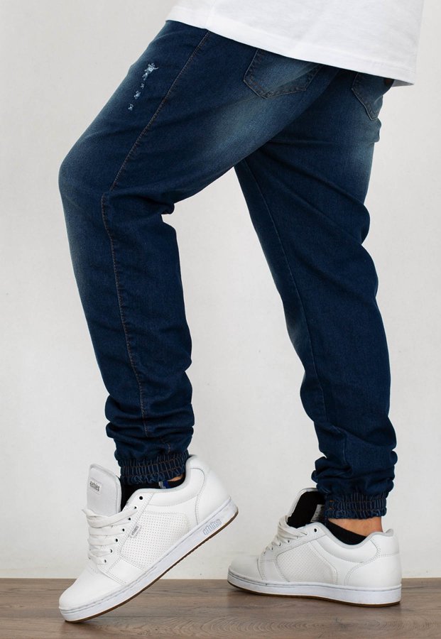 Spodnie Moro Sport Joggery Paris Laur Leather Pocket guma w pasie damage wash jeans