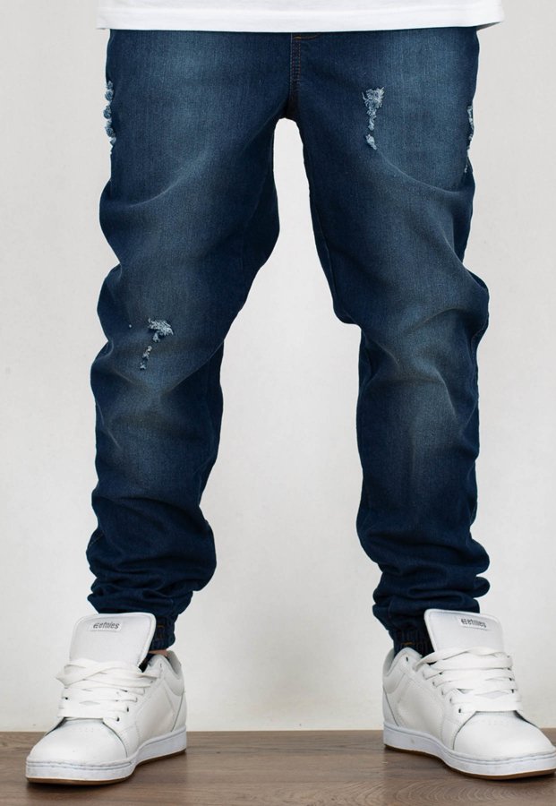 Spodnie Moro Sport Joggery Paris Laur Leather Pocket guma w pasie damage wash jeans
