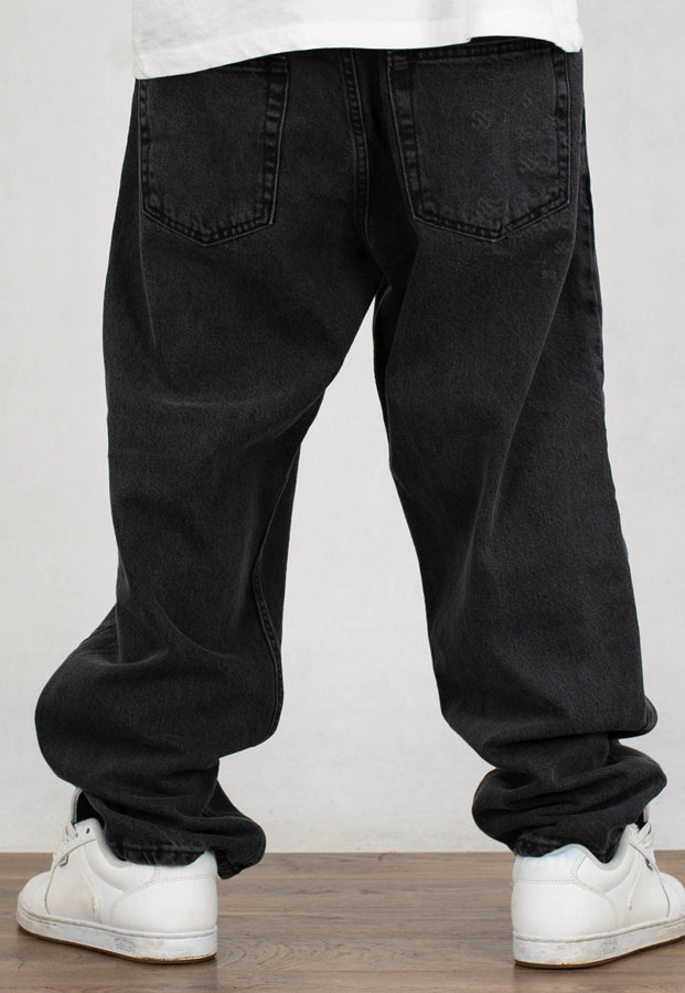 Spodnie SSG Jeansy Baggy Laser Multilogo  czarny jeans