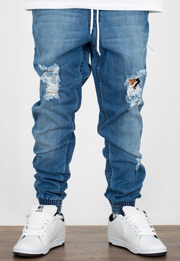 Spodnie SSG Joggery Slim Jeans Premium Z Gumą Z Dziurami