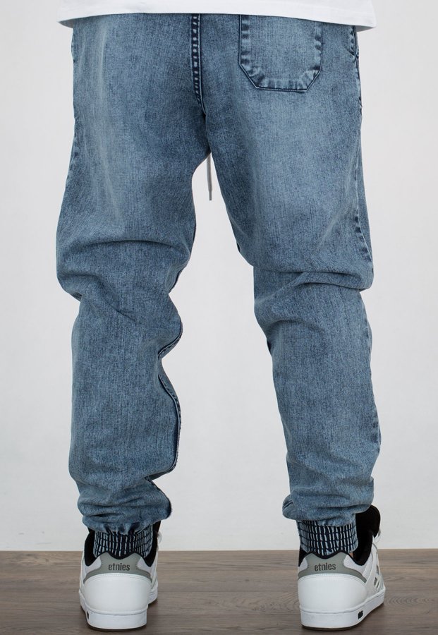 Spodnie SSG Premium Joggery Slim Jeans Wycierane Z Gumą light marmurki