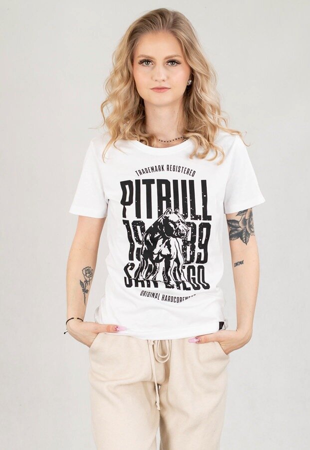 T-Shirt Pit Bull Slim San Diego Dog biały