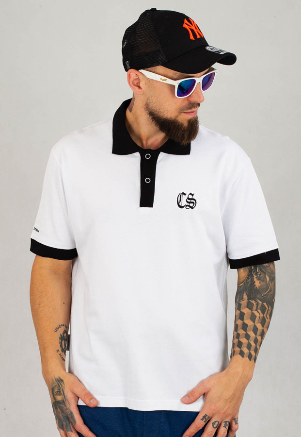T-Shirt Polo Ciemna Strefa CS Gotyk biały