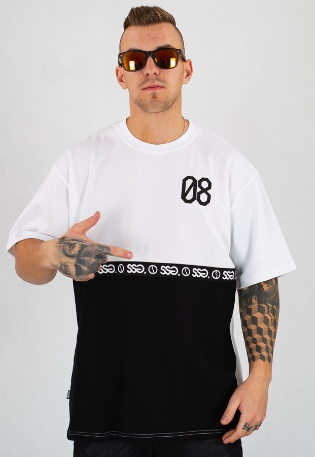 T-Shirt SSG 08 Line biało czarny 