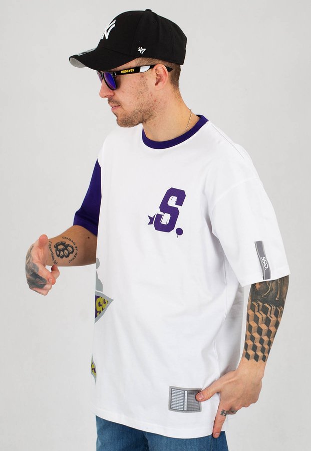 T-Shirt SSG S Small biało fioletowy