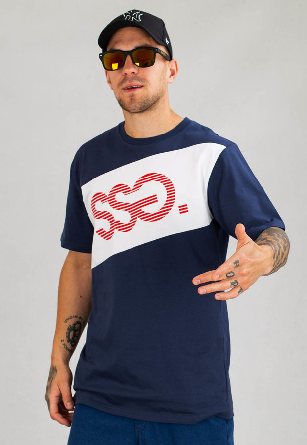 T-Shirt SSG Stripped Logo granatowy