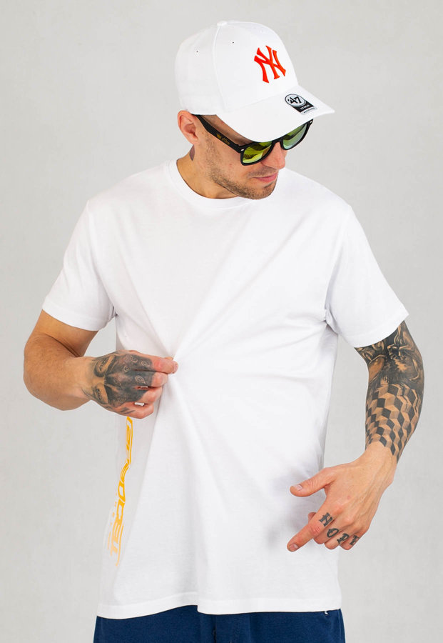 T-shirt 2020Cell Ribs biało złoty