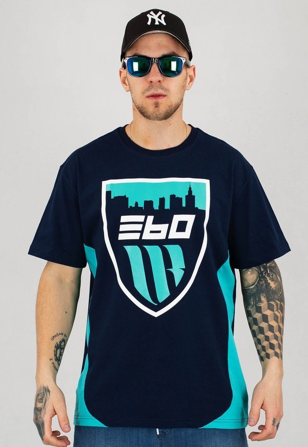 T-shirt 360CLTH Mr City granatowo turkusowy