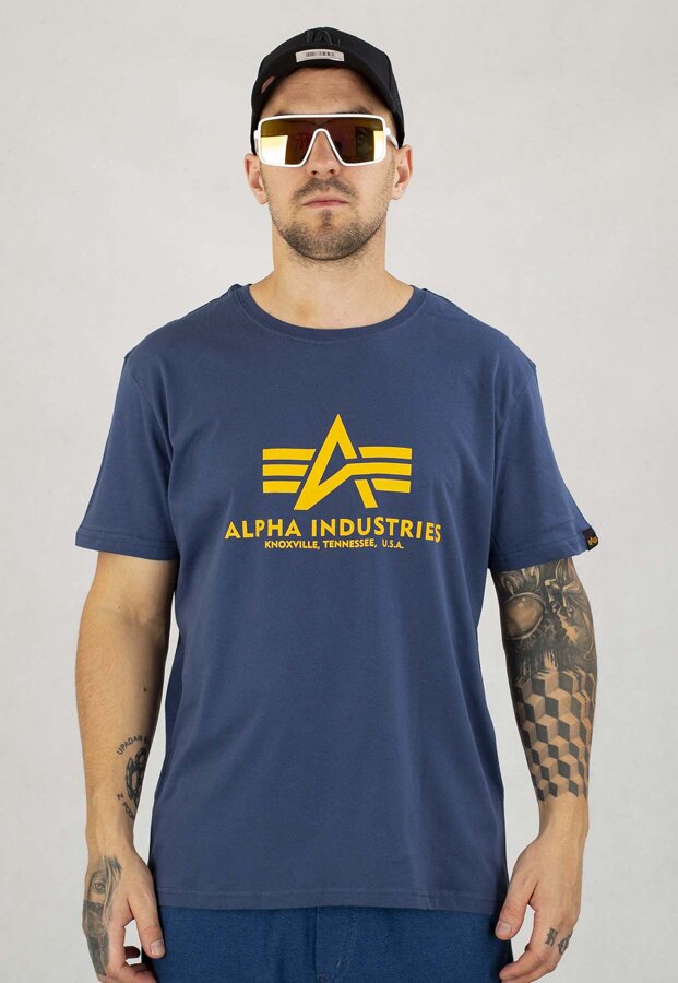 T-shirt Alpha Industries Basic 100501 niebiesko żółty 
