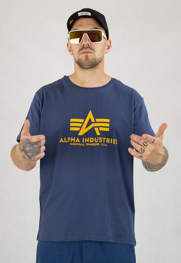 T-shirt Alpha Industries Basic 100501 niebiesko żółty 