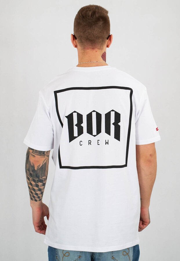 T-shirt B.O.R. Biuro Ochrony Rapu New Kwadrat biały