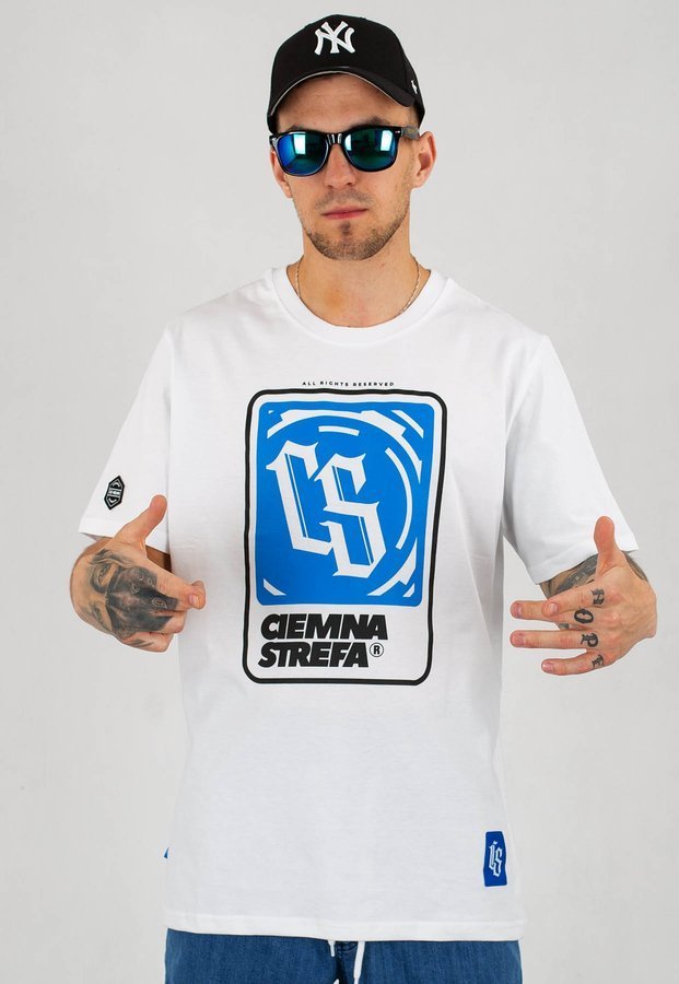 T-shirt Ciemna Strefa CS Block biało niebieski