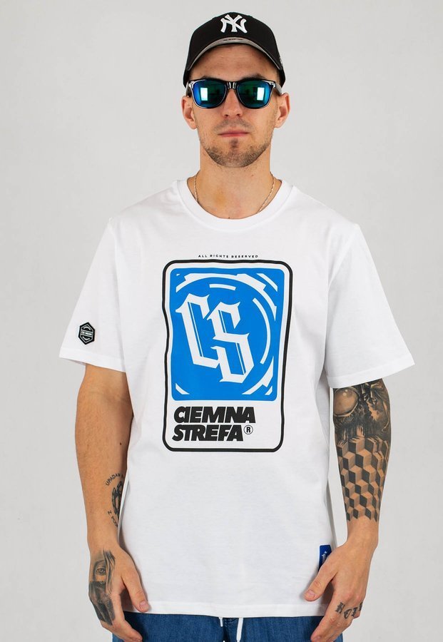 T-shirt Ciemna Strefa CS Block biało niebieski