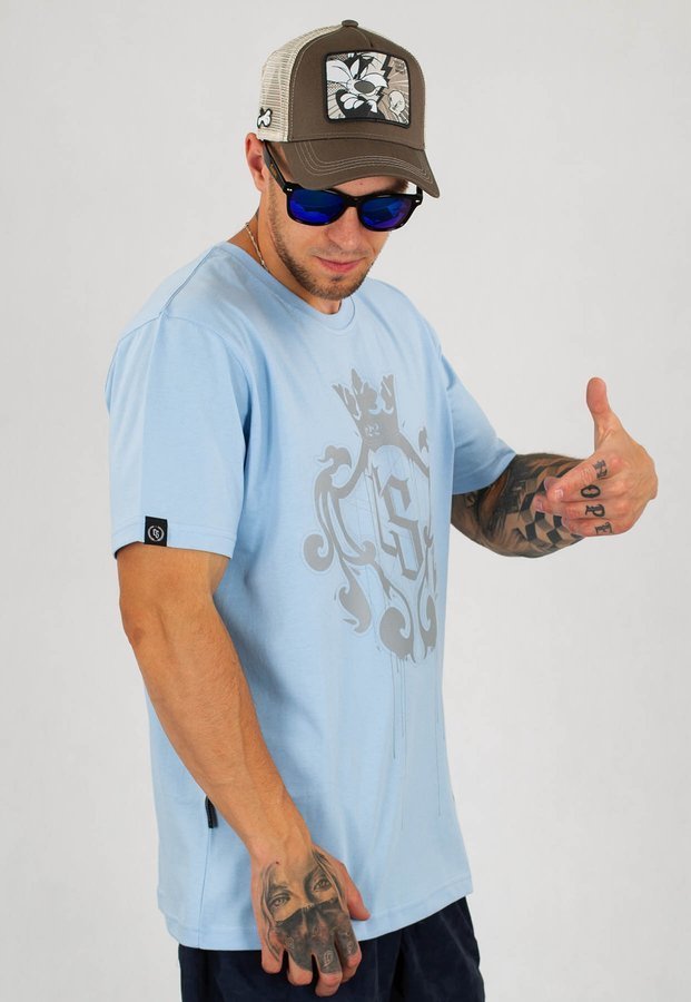 T-shirt Ciemna Strefa CS Duży Herb błękitno szary