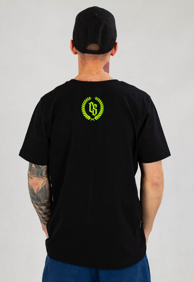 T-shirt Ciemna Strefa CS Duży Herb czarno neonowy
