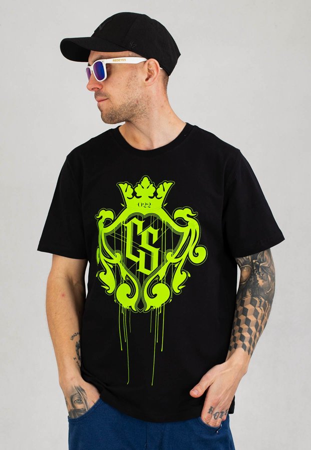 T-shirt Ciemna Strefa CS Duży Herb czarno neonowy