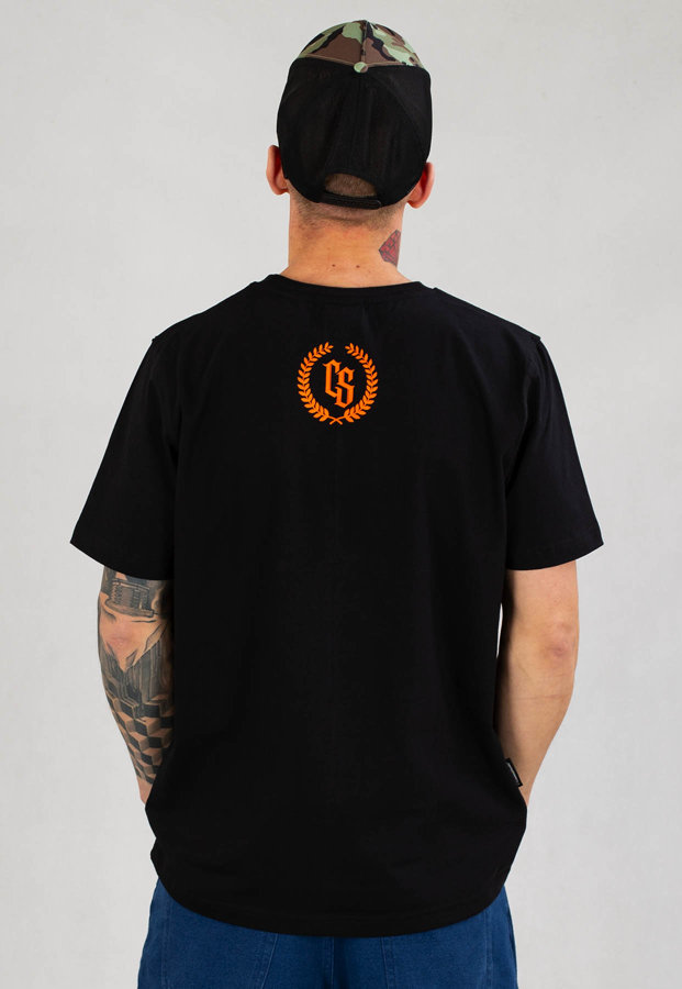 T-shirt Ciemna Strefa CS Duży Herb czarno pomarańczowy
