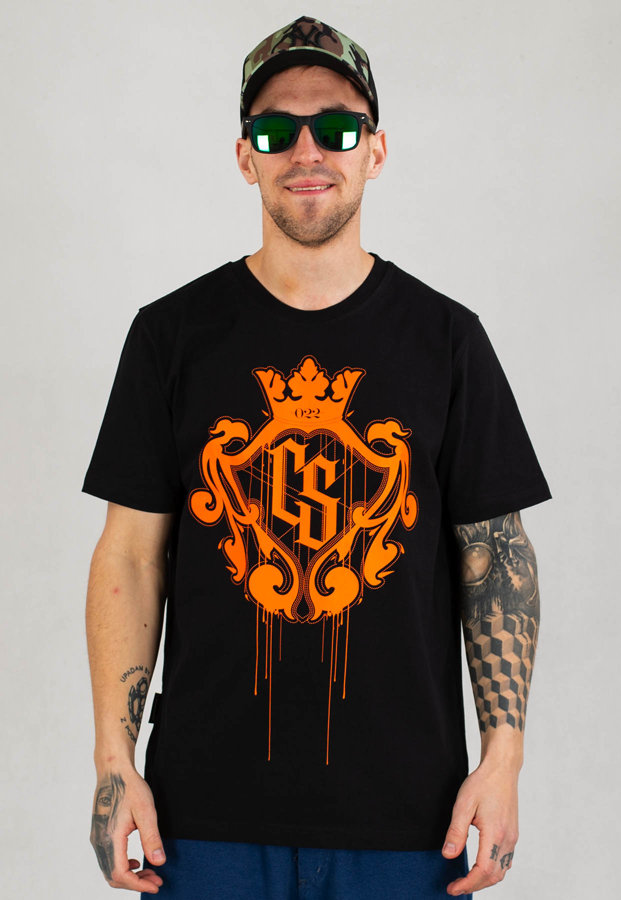 T-shirt Ciemna Strefa CS Duży Herb czarno pomarańczowy