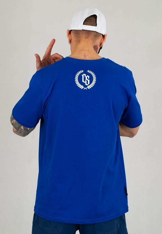 T-shirt Ciemna Strefa CS Duży Herb niebiesko biały