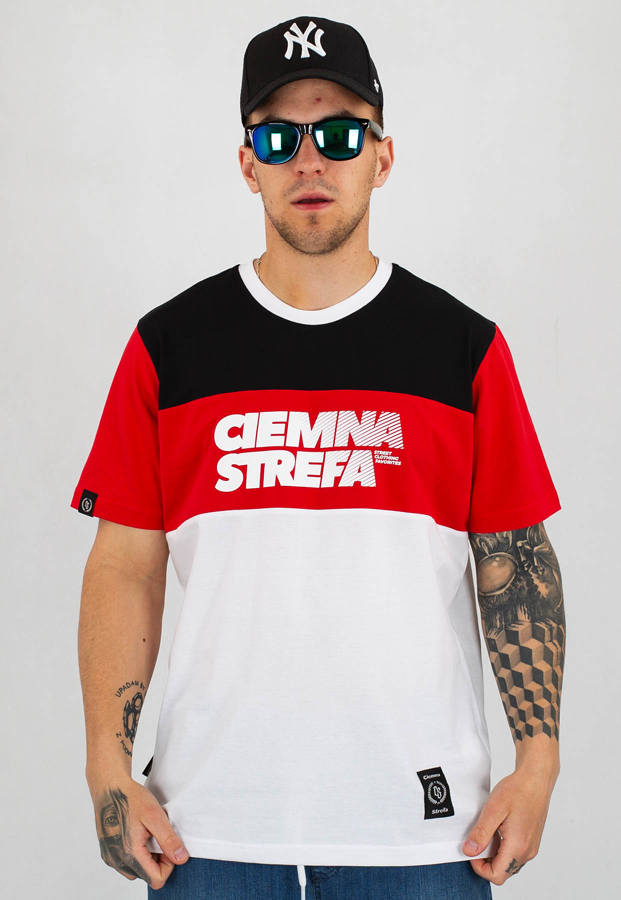 T-shirt Ciemna Strefa CS czarno czerwono biały
