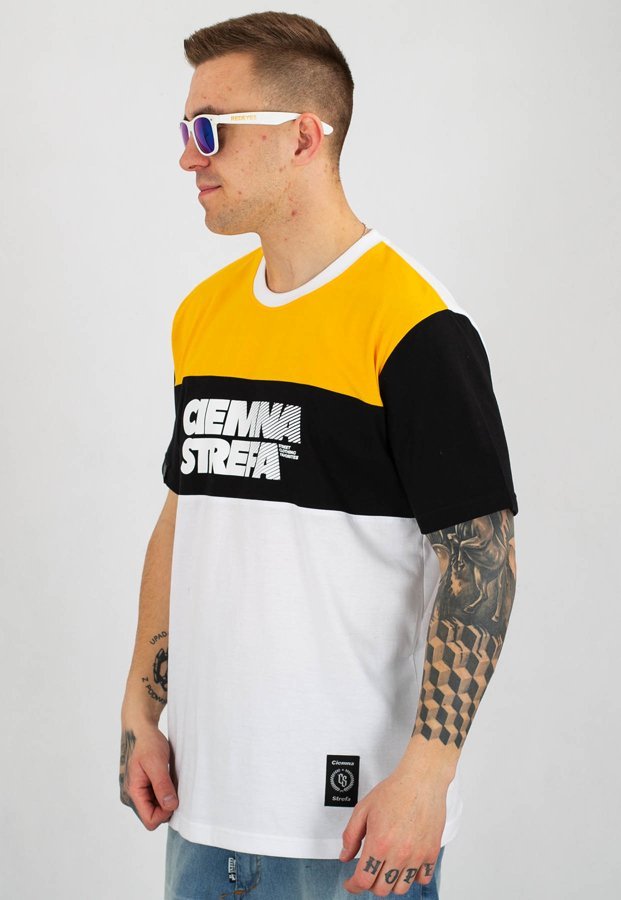 T-shirt Ciemna Strefa CS żółto czarno biały