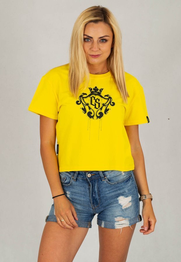 T-shirt Ciemna Strefa Crop Top CS Herb żółty