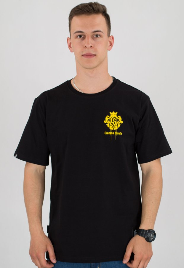 T-shirt Ciemna Strefa Każdy Swój Krzyż Niesie czarno żółty