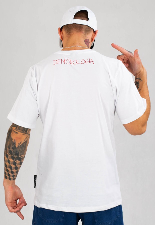 T-shirt Demonologia Nożyczki biało czerwony