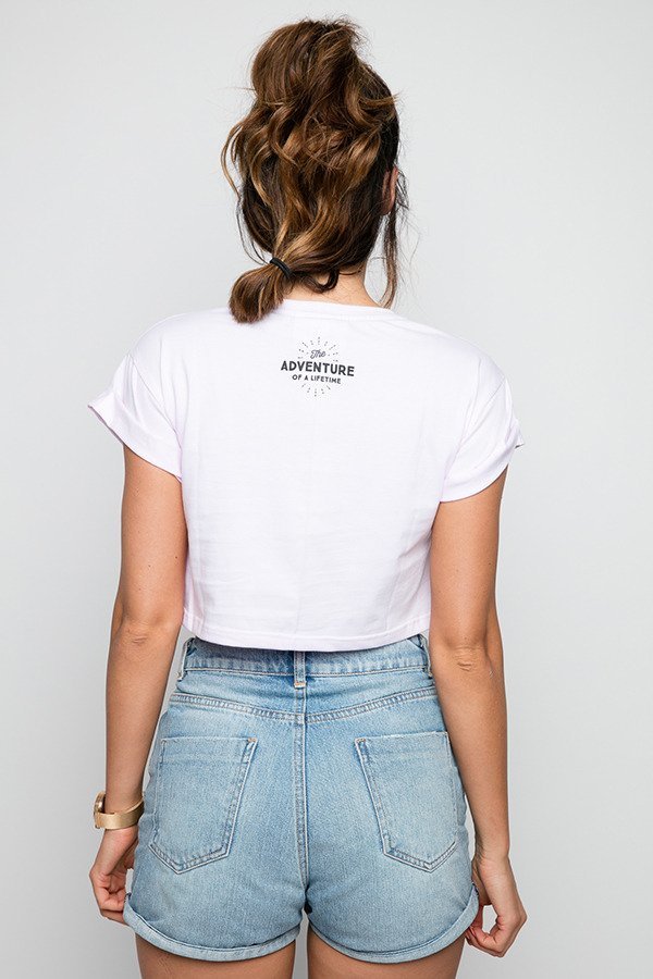 T-shirt Diamante Wear Cropped Camera Operator jasny różowy