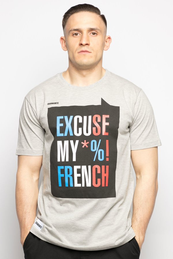 T-shirt Diamante Wear Excuse My French szary