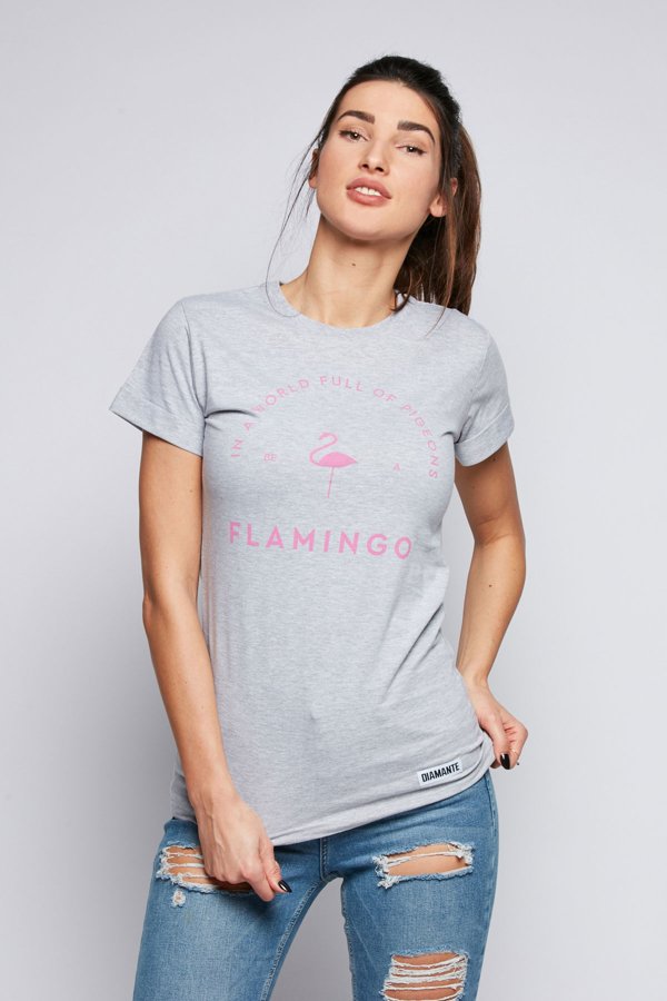 T-shirt Diamante Wear Flamingo szary