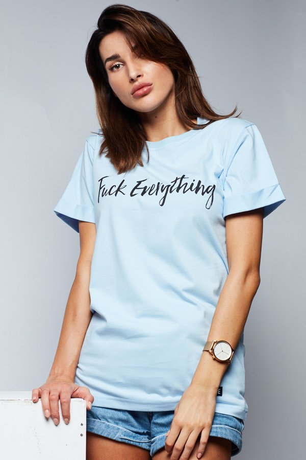 T-shirt Diamante Wear Fuck Everything jasno niebieski
