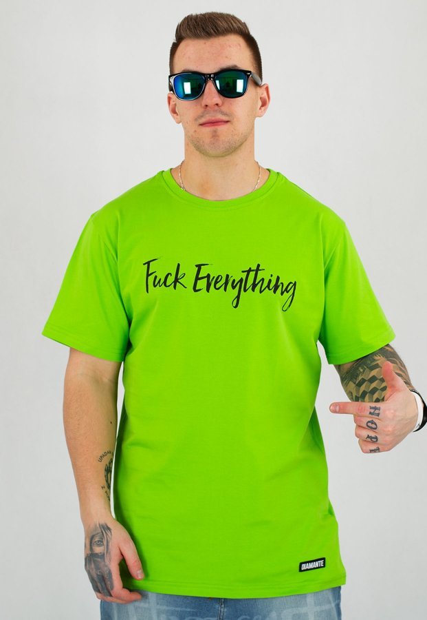 T-shirt Diamante Wear Fuck Everything zielony