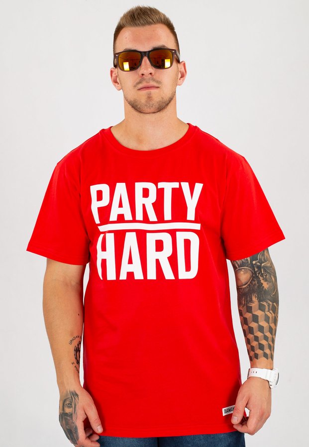 T-shirt Diamante Wear Unisex Party Hard czerwony