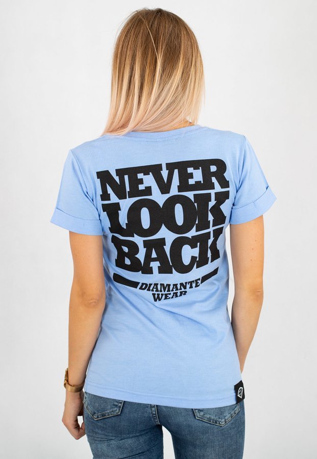 T-shirt Diamante Wear V- Neck Never Look Back niebieski