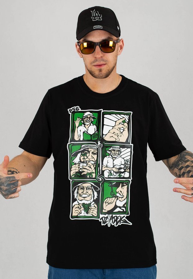T-shirt Dudek P56 Dziadek czarno jasno zielony
