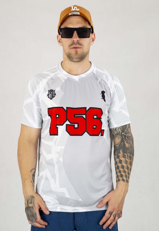 T-shirt Dudek P56 Geometric FT biały