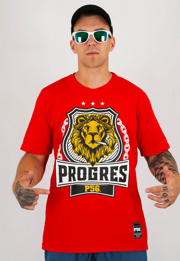 T-shirt Dudek P56 Progres Lion czerwony