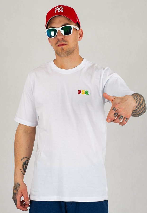 T-shirt Dudek P56 Rasta Lion biały