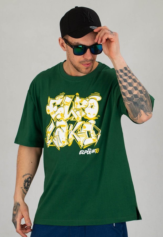 T-shirt El Polako Baggy Graffiti ciemno zielony