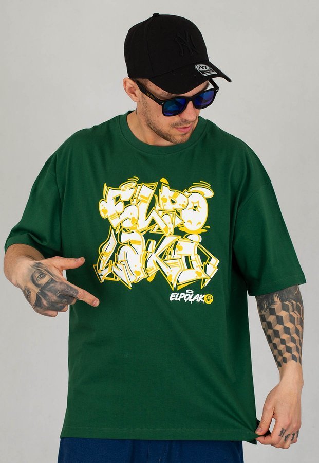 T-shirt El Polako Baggy Graffiti ciemno zielony