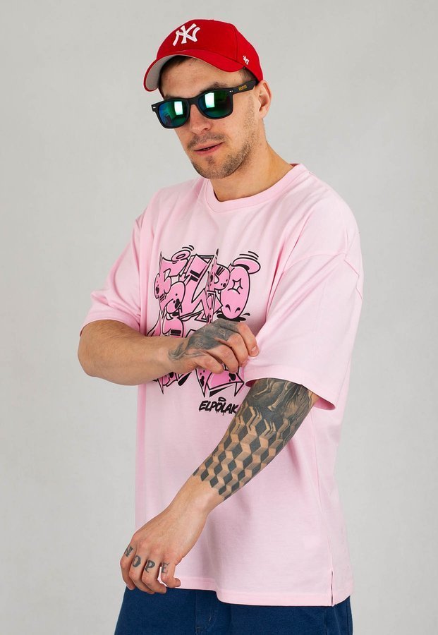 T-shirt El Polako Baggy Graffiti różowy