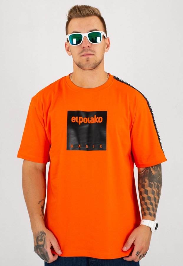 T-shirt El Polako Box pomarańczowy