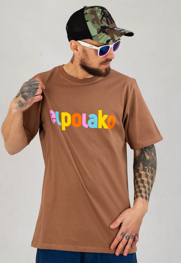 T-shirt El Polako Colors brązowy