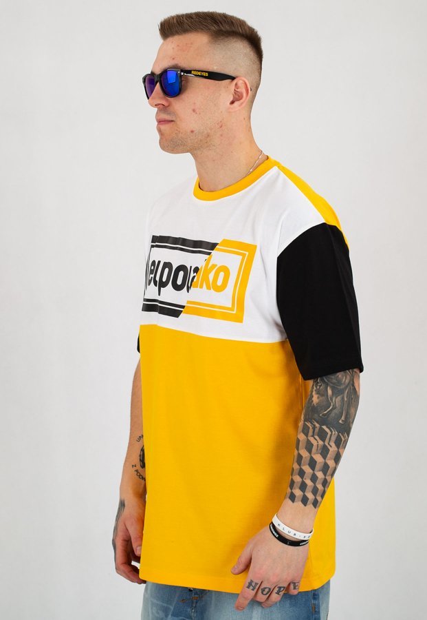 T-shirt El Polako Cut Color żółto czarny