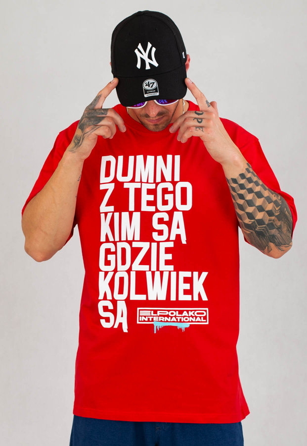 T-shirt El Polako Dumni International czerwony