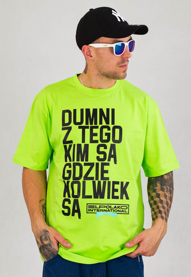 T-shirt El Polako Dumni International limonkowy